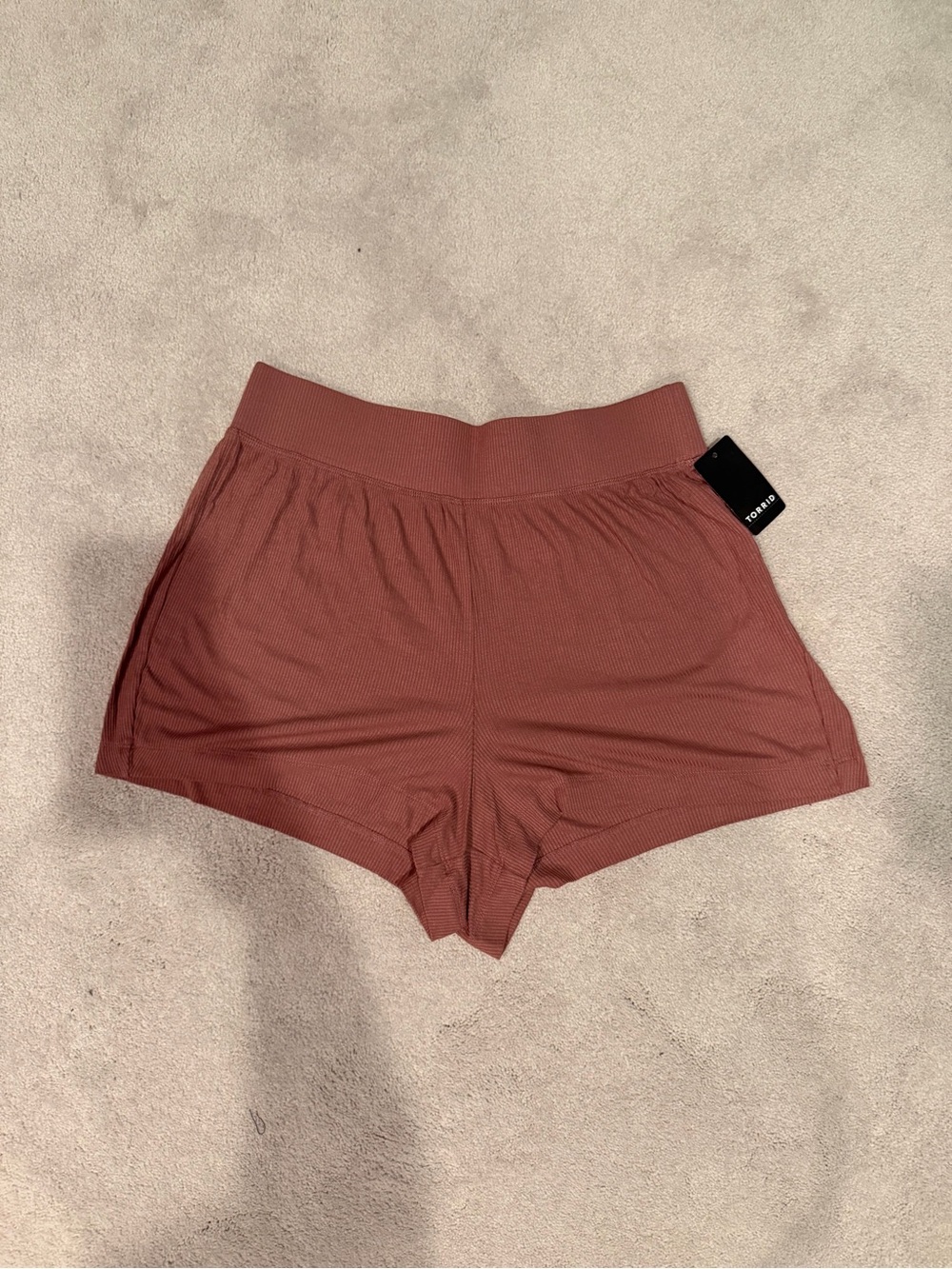 torrid Ribbed High-Waist Lounge Shorts — Mauve Rose